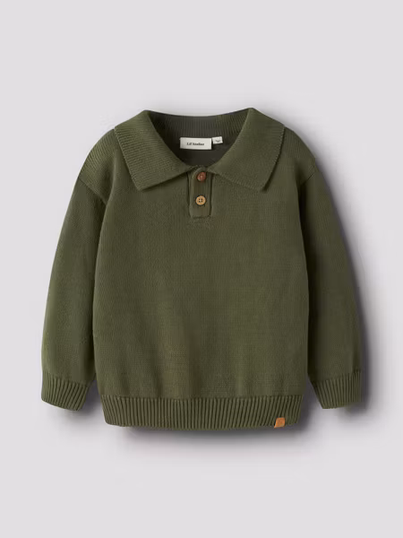 Lil'Atelier - Molo Kids LS Knit Polo - Cypress
