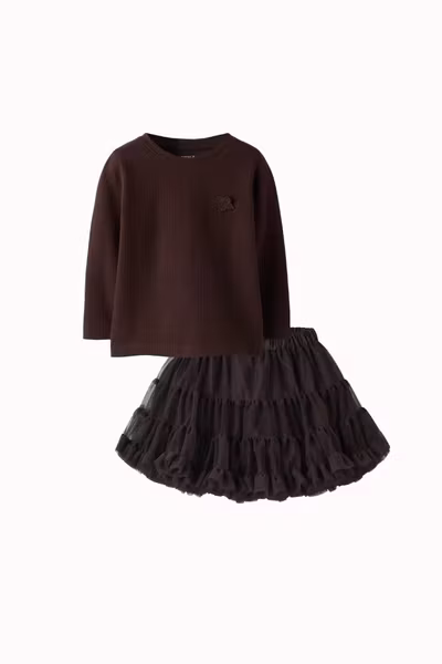 Name it - Set Nole LS Top & Ritul Tulle Skirt - Chocolate Plum