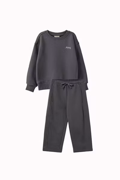 Sofie Schnoor - Set ElisKB Kids Sweatshirt & BaraKB Sweatpants - Dark Grey