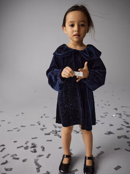 Name it - Fricy Velvet Dress - Evening Blue