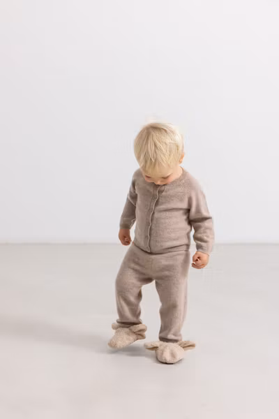 MarMar Copenhagen - Baby Abal Lamb Tofflor Bonded Teddy - Muddy Melange
