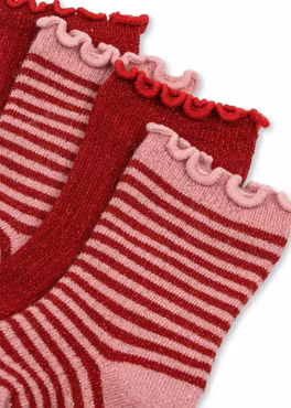 Konges Sløjd - 2 Pack Glitter Red Stripe Socks