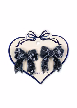 Konges Sløjd - 2 pack Sequin Bow Hair Clip - Navy