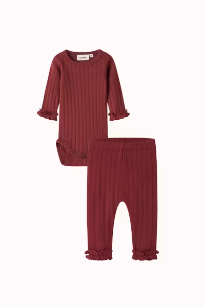 Lil'Atelier - Set River LS Slim Baby Body & Leggings - Biking Red