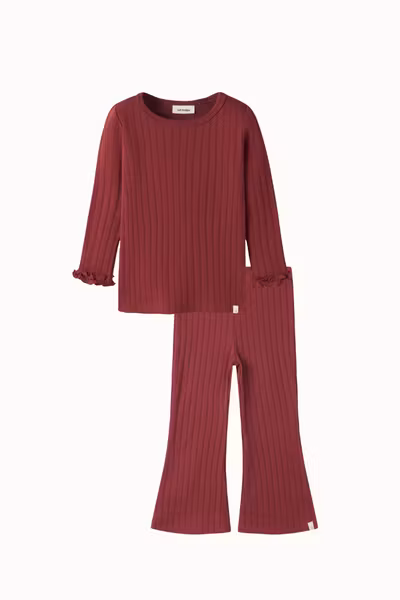 Lil'Atelier - Set River LS Slim Top & Bootcut Pants - Biking Red