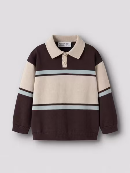 Name it - Ral LS Knit Polo - Chocolate Plum
