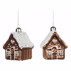 Julgranshängen pepparkakshus i glas 10 cm 4-pack