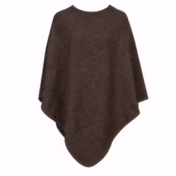 Poncho mörkbrun med kantsöm i ull - Mariedal Design