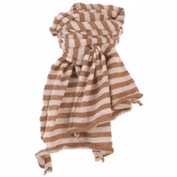 Randig halsduk kanel/ljus beige 100% ull
