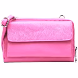 Axelremsväska/mobilväska i läder rosa