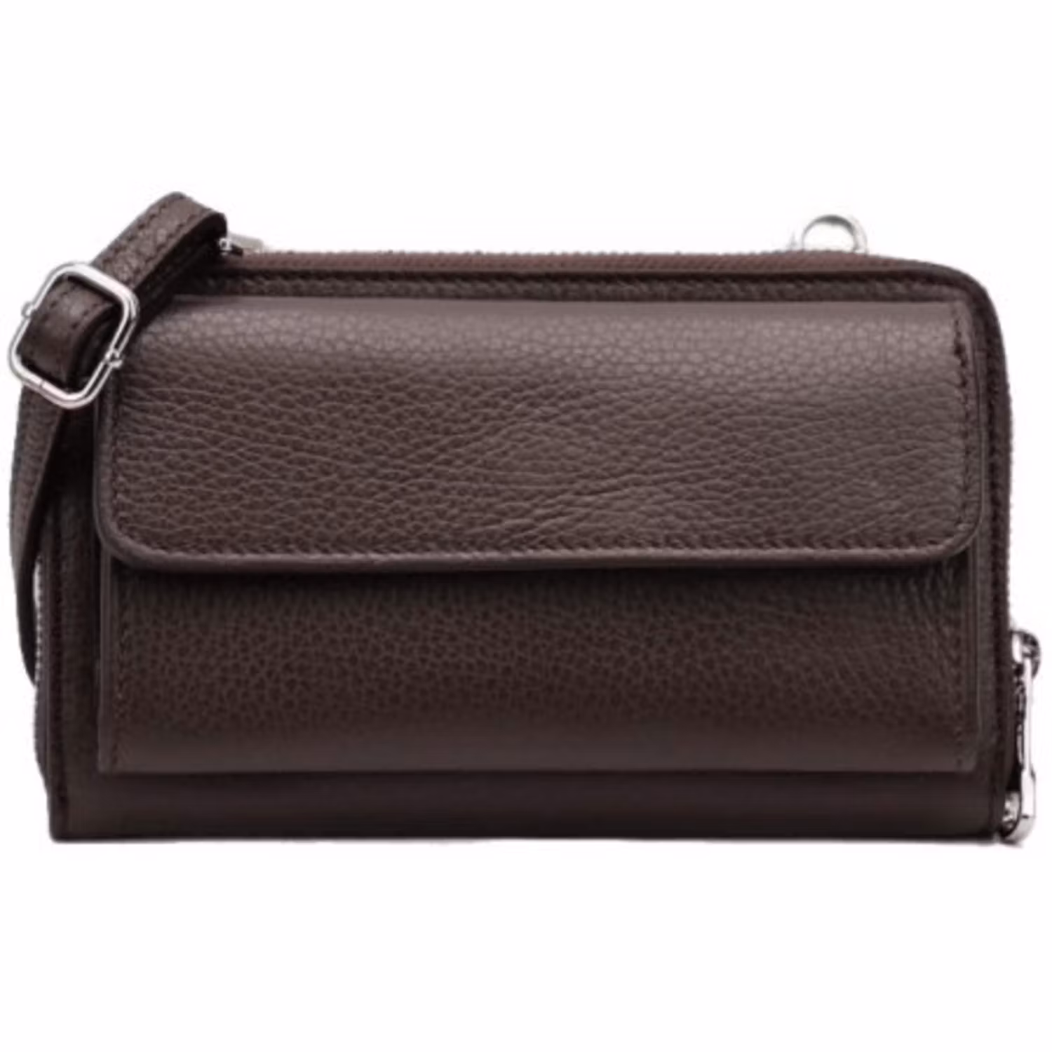 Axelremsväska/mobilväska i läder mörkbrun