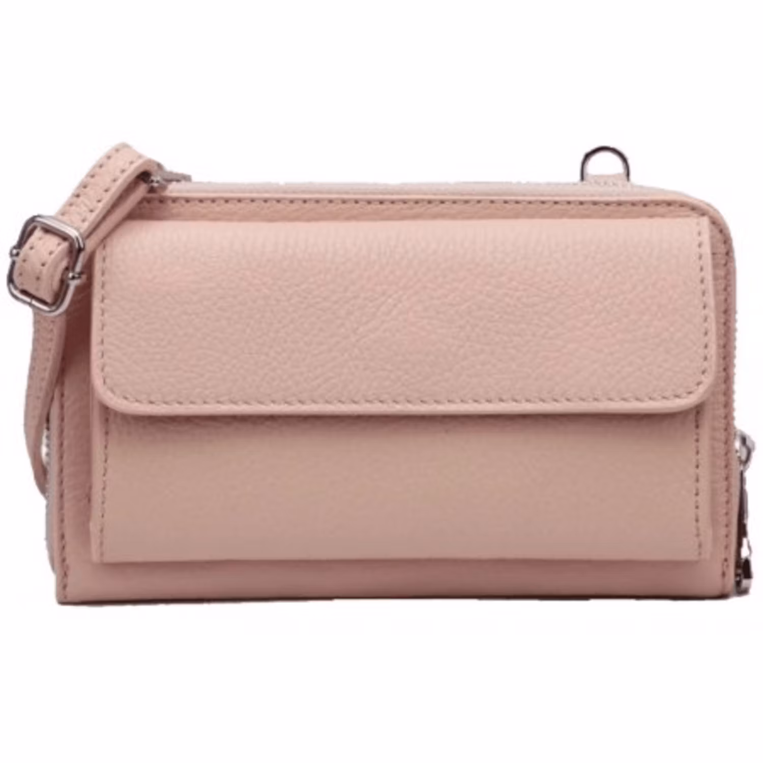 Axelremsväska/mobilväska i läder pastellrosa