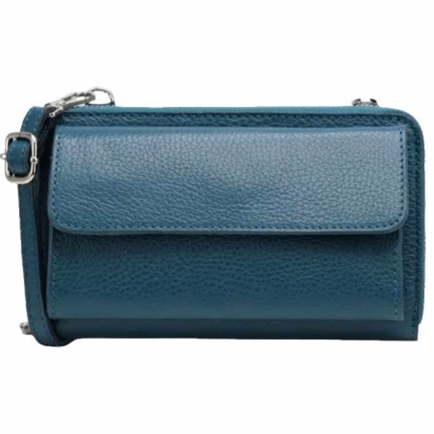 Axelremsväska/mobilväska i läder petrol