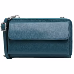 Axelremsväska/mobilväska i läder petrol