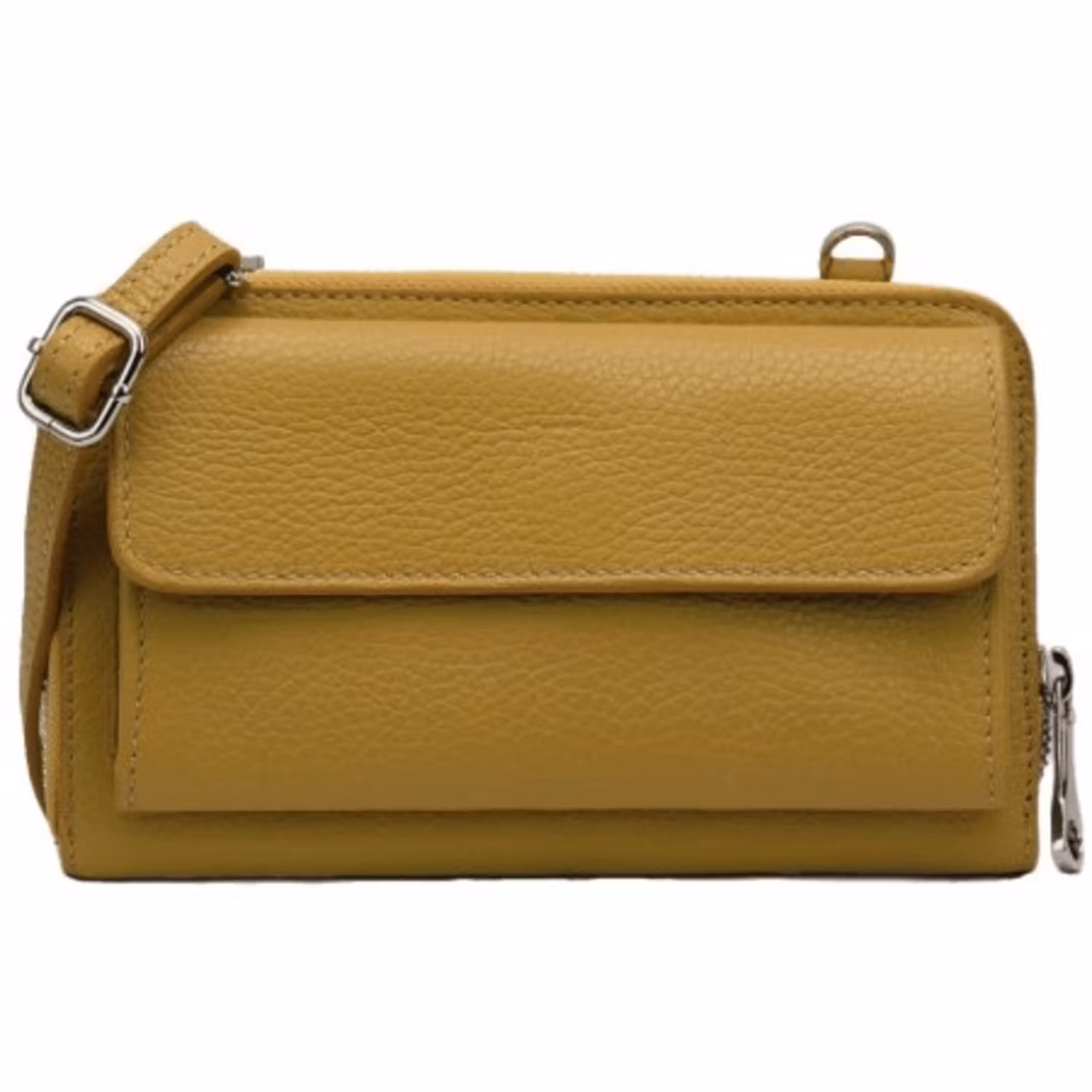 Axelremsväska/mobilväska i läder senap