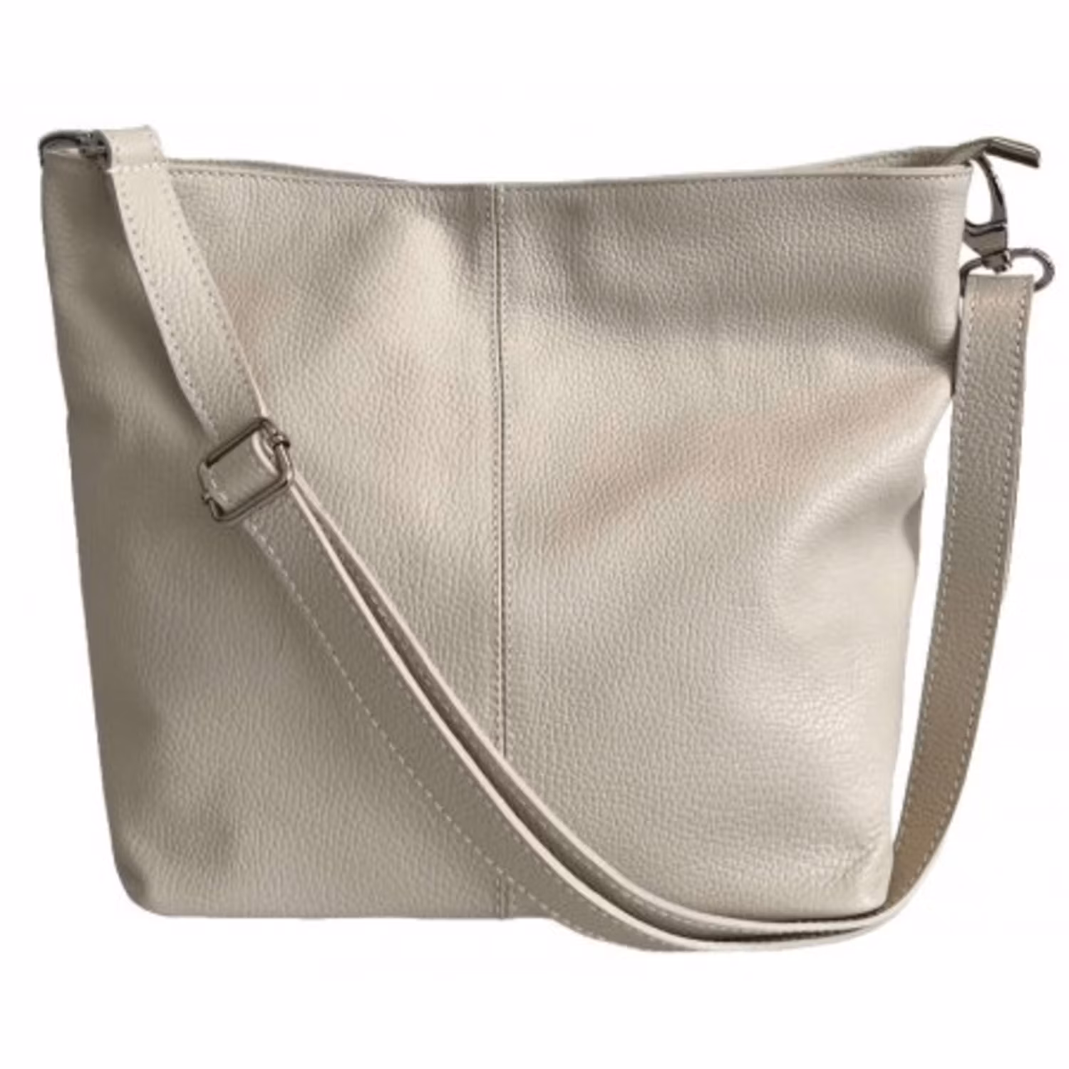 Handväska i läder creme lång rem