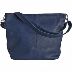 Handväska i läder mörkblå lång rem