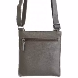 Läderväska liten mörkbeige 19x18 cm