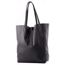 Läderväska shopper svart
