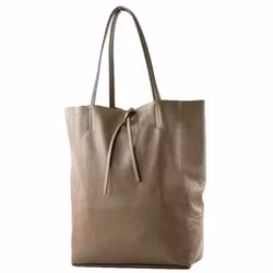 Läderväska shopper taupe
