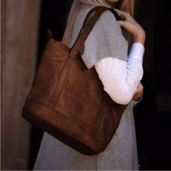 Läderväska shopper mörkbrun