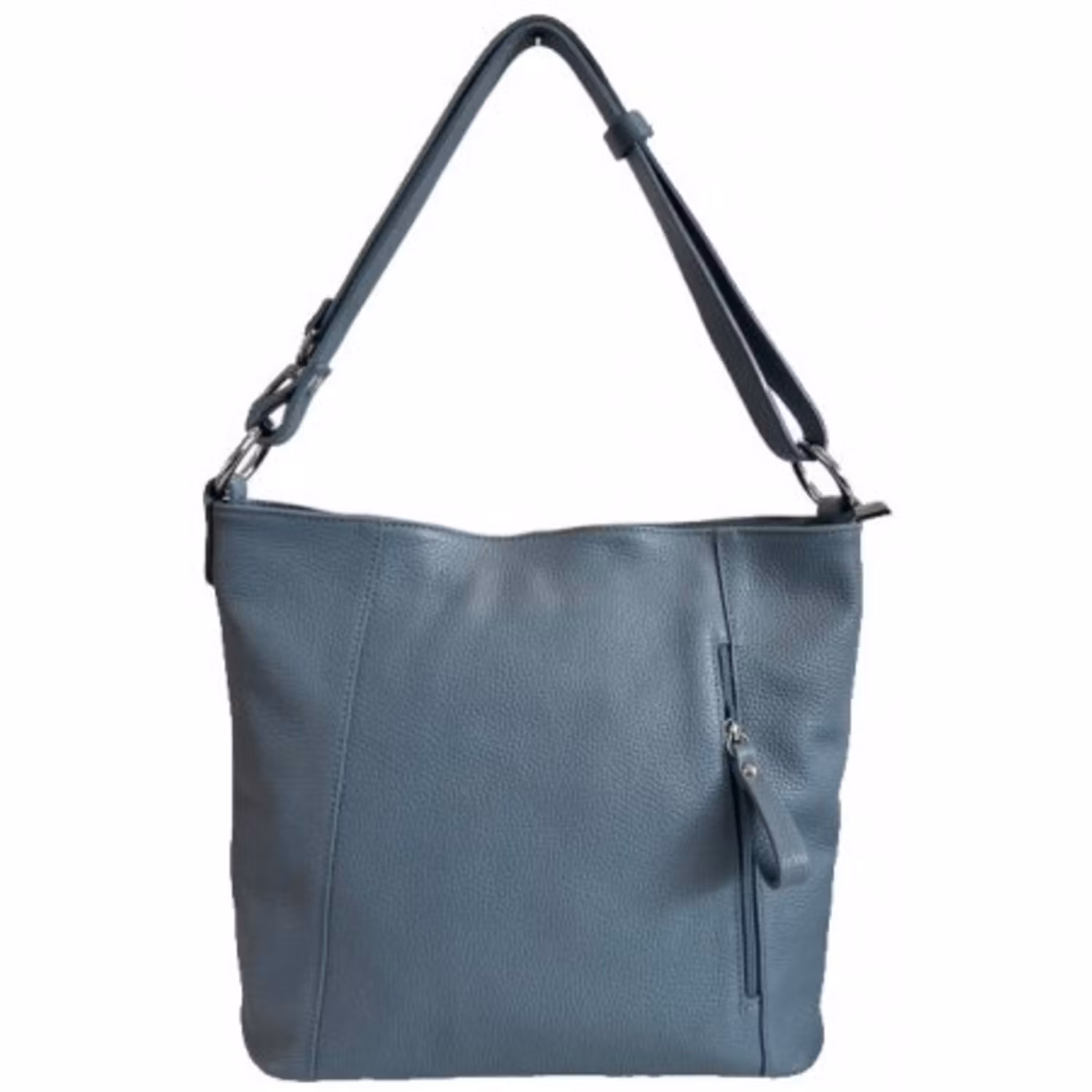 Stor axelremsväska i läder duvblå