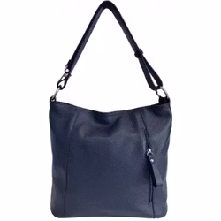 Stor axelremsväska i läder mörkblå