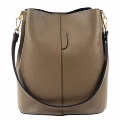 Väska i läder bucket bag taupe