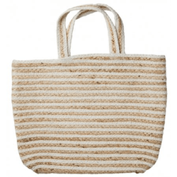 Stråväska vit/natur flätad 42x33 cm