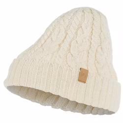 Mössa kabelstickad 100% ull naturvit Ivanhoe