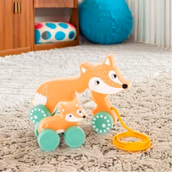 Dragleksak i trä rävar