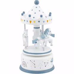 Speldosa trä karusell vit/blå
