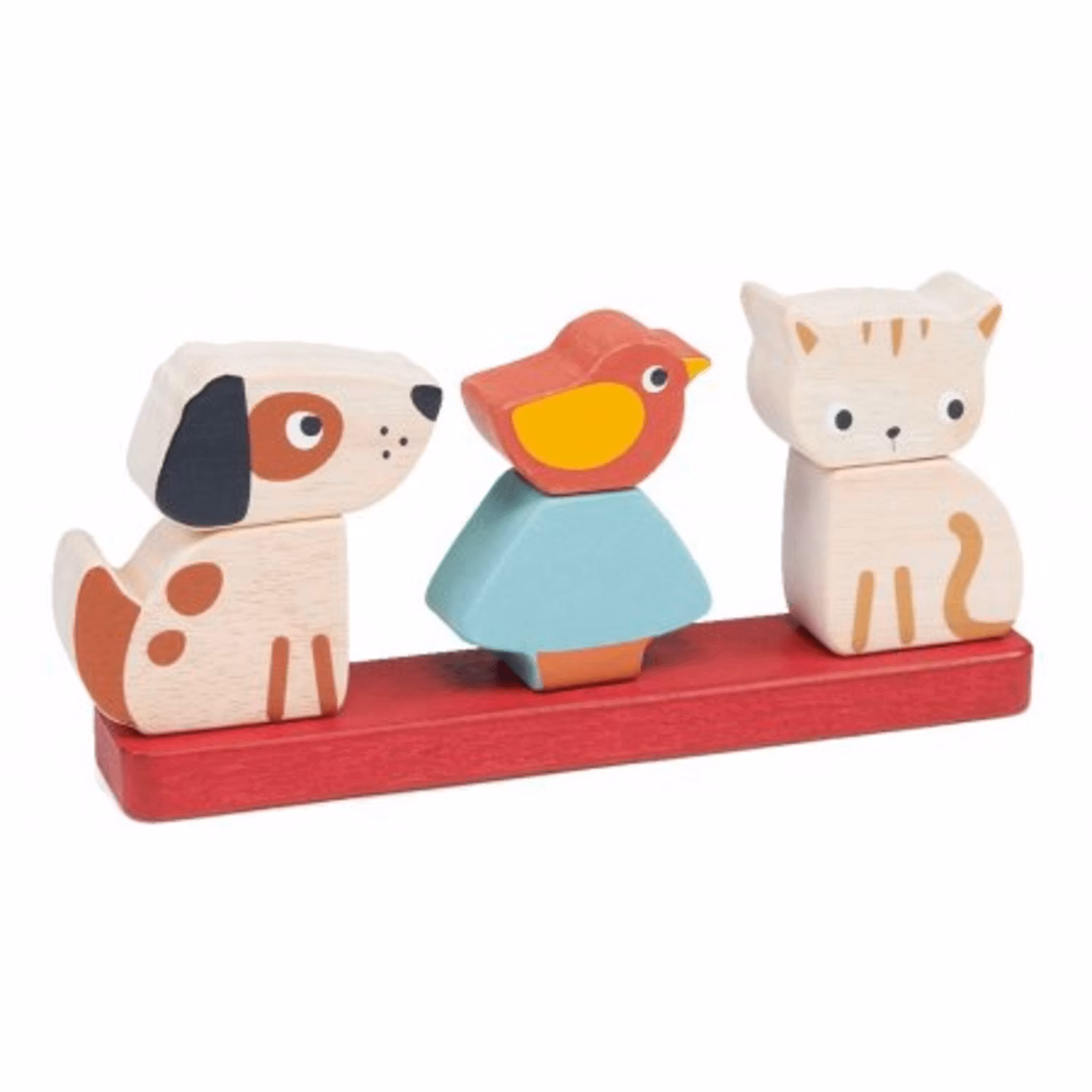 Stapelleksak djur av trä