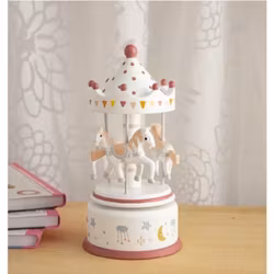Speldosa trä karusell vit/rosa