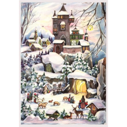 Adventskalender glitter A4 berg med snö Nr 77