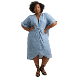 Linneklänning Teresa plus size 44-50 blu denim