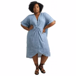Linneklänning Teresa plus size 44-50 blu denim