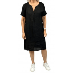 Linnetunika kort ärm black Hildur
