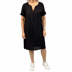 Linnetunika kort ärm black Hildur