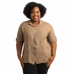 Linneskjorta Gemma plus size 42-48 sabbia