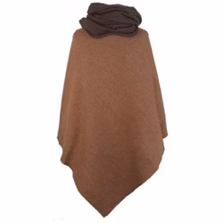 Poncho kanel ull Mariedal jacquard