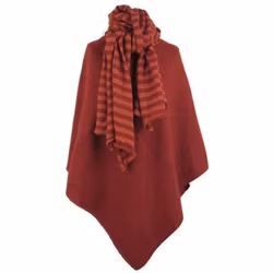 Poncho mörkröd ull Mariedal jacquard