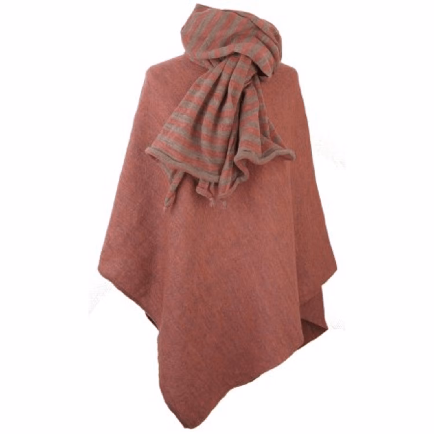 Poncho puderrosa ull Mariedal jacquard