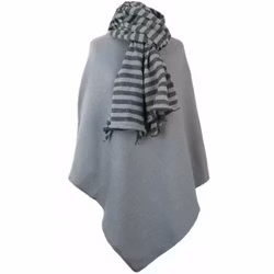 Poncho seawater ull Mariedal jacquard