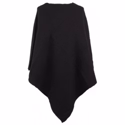 Poncho svart ull Mariedal jacquard