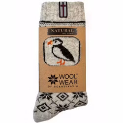 Tjocka ullstrumpor 80% ull med lunnefågel