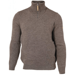 Herrtröja half-zip 100% ofärgad ull mullvad
