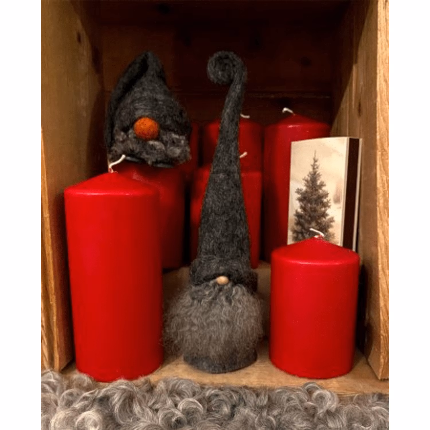 Blockljus - Stearin rött 10 cm