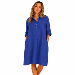 Skjortklänning linne Emilia 36-42 blu reale