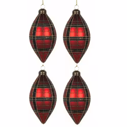 Julgranskulor glas mönstrade twill avlång 4-pack